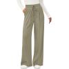 imagePRETTYGARDEN Womens Wide Leg Pants 2025 Fall Elastic High Waisted Knit Casual Lounge Palazzo Pant Trousers with PocketsGreen