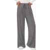 imagePRETTYGARDEN Womens Wide Leg Pants 2025 Fall Elastic High Waisted Knit Casual Lounge Palazzo Pant Trousers with PocketsGrey