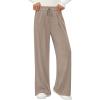 imagePRETTYGARDEN Womens Wide Leg Pants 2025 Fall Elastic High Waisted Knit Casual Lounge Palazzo Pant Trousers with PocketsKhaki