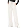 imagePRETTYGARDEN Womens Wide Leg Pants 2025 Fall Elastic High Waisted Knit Casual Lounge Palazzo Pant Trousers with PocketsWhite