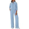 imagePRETTYGARDEN Womens 2 Piece Outfits Sweatsuits 2025 Fall Full Zip Sweatshirts Workout Pants Matching Lounge Sets TracksuitsLight Blue