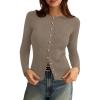 imagePRETTYGARDEN Womens 2025 Fall Cardigan Sweaters Lightweight Long Sleeve Button up Ribbed Knit Tops Winter Fashion ClothesTaupe