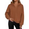 imagePRETTYGARDEN Womens Hoodies Cropped Fleece Sweatshirts 2025 Fall Fashion Quarter Zip Pullover Long Sleeve Tops Winter ClothesBrown