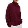 imagePRETTYGARDEN Womens Turtleneck Long Sleeve Sweater 2025 Fall Trendy Loose Fit Casual Tops Chunky Knit Pullover SweatersWine Red