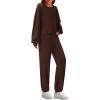 imagePRETTYGARDEN Womens Two Piece Lounge Sets 2025 Fall Airport Outfits Long Sleeve Pullover Tops Sweatpants Matching ClothingBrown