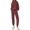 imagePRETTYGARDEN Womens Two Piece Outfits Sweatsuits Lounge Sets Hoodies Sweatshirt Joggers Sweatpants 2025 Fall Fashion ClothesBurgundy