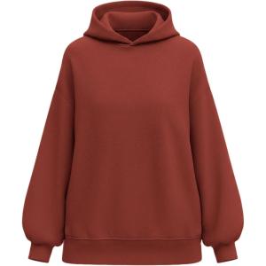 imagePRETTYGARDEN Hoodies for Women Oversized Pullover Sweatshirts 2025 Ruched Long Sleeve Casual Tops Fall Fashion Y2K ClothesRust