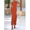 imagePRETTYGARDEN Wedding Guest Dresses for Women 2025 Summer Formal Gala Maxi Dress Ruffle Mermaid Cocktail Long DressesBrick Red