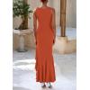 imagePRETTYGARDEN Wedding Guest Dresses for Women 2025 Summer Formal Gala Maxi Dress Ruffle Mermaid Cocktail Long DressesBrick Red