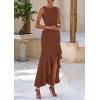 imagePRETTYGARDEN Wedding Guest Dresses for Women 2025 Summer Formal Gala Maxi Dress Ruffle Mermaid Cocktail Long DressesCoffee