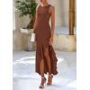 imagePRETTYGARDEN Wedding Guest Dresses for Women 2025 Summer Formal Gala Maxi Dress Ruffle Mermaid Cocktail Long DressesCoffee