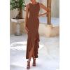 imagePRETTYGARDEN Wedding Guest Dresses for Women 2025 Summer Formal Gala Maxi Dress Ruffle Mermaid Cocktail Long DressesCoffee