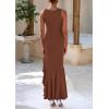 imagePRETTYGARDEN Wedding Guest Dresses for Women 2025 Summer Formal Gala Maxi Dress Ruffle Mermaid Cocktail Long DressesCoffee