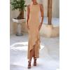 imagePRETTYGARDEN Wedding Guest Dresses for Women 2025 Summer Formal Gala Maxi Dress Ruffle Mermaid Cocktail Long DressesKhaki