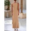 imagePRETTYGARDEN Wedding Guest Dresses for Women 2025 Summer Formal Gala Maxi Dress Ruffle Mermaid Cocktail Long DressesKhaki