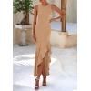 imagePRETTYGARDEN Wedding Guest Dresses for Women 2025 Summer Formal Gala Maxi Dress Ruffle Mermaid Cocktail Long DressesKhaki