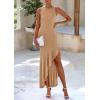 imagePRETTYGARDEN Wedding Guest Dresses for Women 2025 Summer Formal Gala Maxi Dress Ruffle Mermaid Cocktail Long DressesKhaki