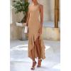 imagePRETTYGARDEN Wedding Guest Dresses for Women 2025 Summer Formal Gala Maxi Dress Ruffle Mermaid Cocktail Long DressesKhaki