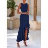 imagePRETTYGARDEN Wedding Guest Dresses for Women 2025 Summer Formal Gala Maxi Dress Ruffle Mermaid Cocktail Long DressesNavy