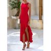 imagePRETTYGARDEN Wedding Guest Dresses for Women 2025 Summer Formal Gala Maxi Dress Ruffle Mermaid Cocktail Long DressesRed