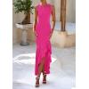 imagePRETTYGARDEN Wedding Guest Dresses for Women 2025 Summer Formal Gala Maxi Dress Ruffle Mermaid Cocktail Long DressesRose Red
