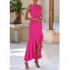 imagePRETTYGARDEN Wedding Guest Dresses for Women 2025 Summer Formal Gala Maxi Dress Ruffle Mermaid Cocktail Long DressesRose Red