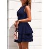 imagePRETTYGARDEN Womens 2025 Summer Sundresses Casual Elegant Sleeveless Flowy Tiered Ruffle A Line Mini Graduation Party DressNavy