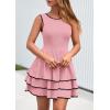 imagePRETTYGARDEN Womens 2025 Summer Sundresses Casual Elegant Sleeveless Flowy Tiered Ruffle A Line Mini Graduation Party DressPink