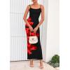 imagePRETTYGARDEN Womens Floral Maxi Dress Summer 2025 Sexy Spaghetti Strap Slip Bodycon Mesh Beach Vacation DressesFloral Black Red