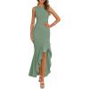 imagePRETTYGARDEN Wedding Guest Dresses for Women 2025 Summer Formal Gala Maxi Dress Ruffle Mermaid Cocktail Long DressesSage Green
