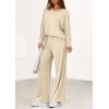 imagePRETTYGARDEN 2 Piece Lounge Sets for Women Fall Outfits 2025 Casual Loose Long Sleeve Tops Wide Leg Pants Matching Pajama SetBeige