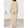 imagePRETTYGARDEN 2 Piece Lounge Sets for Women Fall Outfits 2025 Casual Loose Long Sleeve Tops Wide Leg Pants Matching Pajama SetBeige