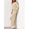 imagePRETTYGARDEN 2 Piece Lounge Sets for Women Fall Outfits 2025 Casual Loose Long Sleeve Tops Wide Leg Pants Matching Pajama SetBeige