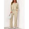 imagePRETTYGARDEN 2 Piece Lounge Sets for Women Fall Outfits 2025 Casual Loose Long Sleeve Tops Wide Leg Pants Matching Pajama SetBeige