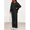 imagePRETTYGARDEN 2 Piece Lounge Sets for Women Fall Outfits 2025 Casual Loose Long Sleeve Tops Wide Leg Pants Matching Pajama SetBlack