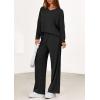 imagePRETTYGARDEN 2 Piece Lounge Sets for Women Fall Outfits 2025 Casual Loose Long Sleeve Tops Wide Leg Pants Matching Pajama SetBlack