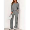 imagePRETTYGARDEN 2 Piece Lounge Sets for Women Fall Outfits 2025 Casual Loose Long Sleeve Tops Wide Leg Pants Matching Pajama SetGrey