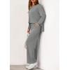 imagePRETTYGARDEN 2 Piece Lounge Sets for Women Fall Outfits 2025 Casual Loose Long Sleeve Tops Wide Leg Pants Matching Pajama SetGrey