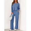 imagePRETTYGARDEN 2 Piece Lounge Sets for Women Fall Outfits 2025 Casual Loose Long Sleeve Tops Wide Leg Pants Matching Pajama SetGrey Blue