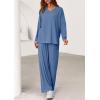 imagePRETTYGARDEN 2 Piece Lounge Sets for Women Fall Outfits 2025 Casual Loose Long Sleeve Tops Wide Leg Pants Matching Pajama SetGrey Blue