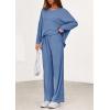 imagePRETTYGARDEN 2 Piece Lounge Sets for Women Fall Outfits 2025 Casual Loose Long Sleeve Tops Wide Leg Pants Matching Pajama SetGrey Blue