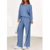 imagePRETTYGARDEN 2 Piece Lounge Sets for Women Fall Outfits 2025 Casual Loose Long Sleeve Tops Wide Leg Pants Matching Pajama SetGrey Blue