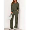 imagePRETTYGARDEN 2 Piece Lounge Sets for Women Fall Outfits 2025 Casual Loose Long Sleeve Tops Wide Leg Pants Matching Pajama SetGrey Green