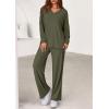 imagePRETTYGARDEN 2 Piece Lounge Sets for Women Fall Outfits 2025 Casual Loose Long Sleeve Tops Wide Leg Pants Matching Pajama SetGrey Green