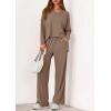 imagePRETTYGARDEN 2 Piece Lounge Sets for Women Fall Outfits 2025 Casual Loose Long Sleeve Tops Wide Leg Pants Matching Pajama SetKhaki