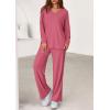 imagePRETTYGARDEN 2 Piece Lounge Sets for Women Fall Outfits 2025 Casual Loose Long Sleeve Tops Wide Leg Pants Matching Pajama SetPink