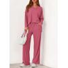imagePRETTYGARDEN 2 Piece Lounge Sets for Women Fall Outfits 2025 Casual Loose Long Sleeve Tops Wide Leg Pants Matching Pajama SetPink