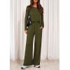 imagePRETTYGARDEN Womens 2 Piece Lounge Fall Sets 2025 Casual Long Sleeve Pajamas Comfy Pants Matching Travel Outfits ClothesArmy Green