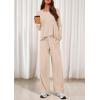 imagePRETTYGARDEN Womens 2 Piece Lounge Fall Sets 2025 Casual Long Sleeve Pajamas Comfy Pants Matching Travel Outfits ClothesBeige