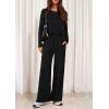 imagePRETTYGARDEN Womens 2 Piece Lounge Fall Sets 2025 Casual Long Sleeve Pajamas Comfy Pants Matching Travel Outfits ClothesBlack